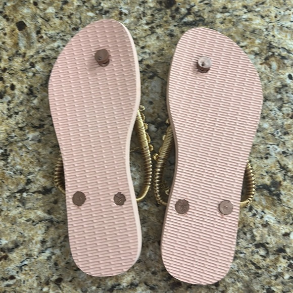 Custom Rhinestone Havaianas Flip Flops Sandals Pink 39-40 - Picture 3 of 5